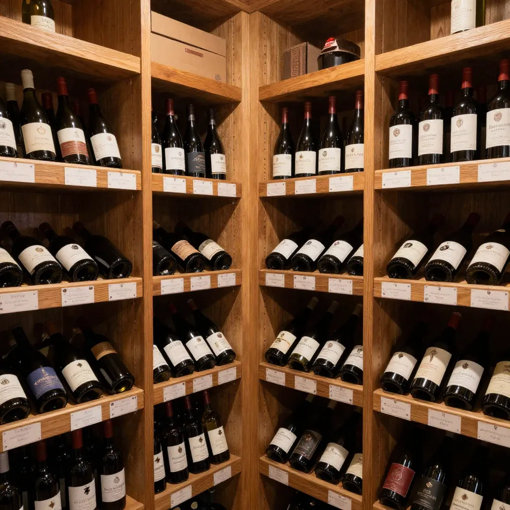 Wine collection arranged by vintage year